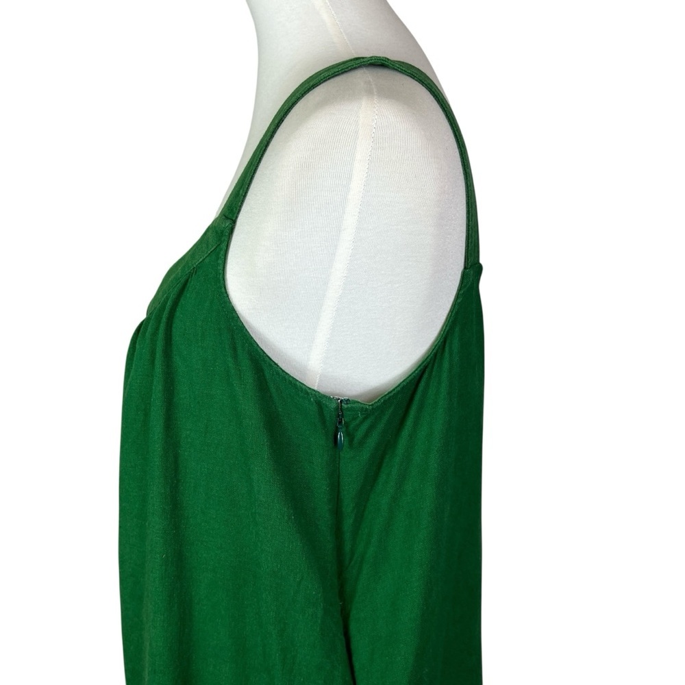 J.Crew Factory Green Linen Blend Button Front Mini Dress Size 8 Pockets Casual - Picture 7 of 11